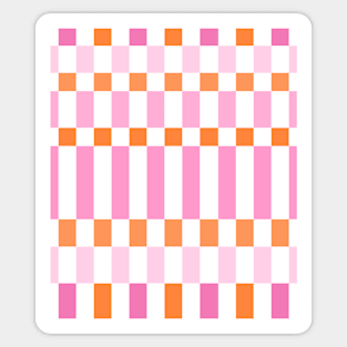 Pink and Orange Checkered Pattern Sticker